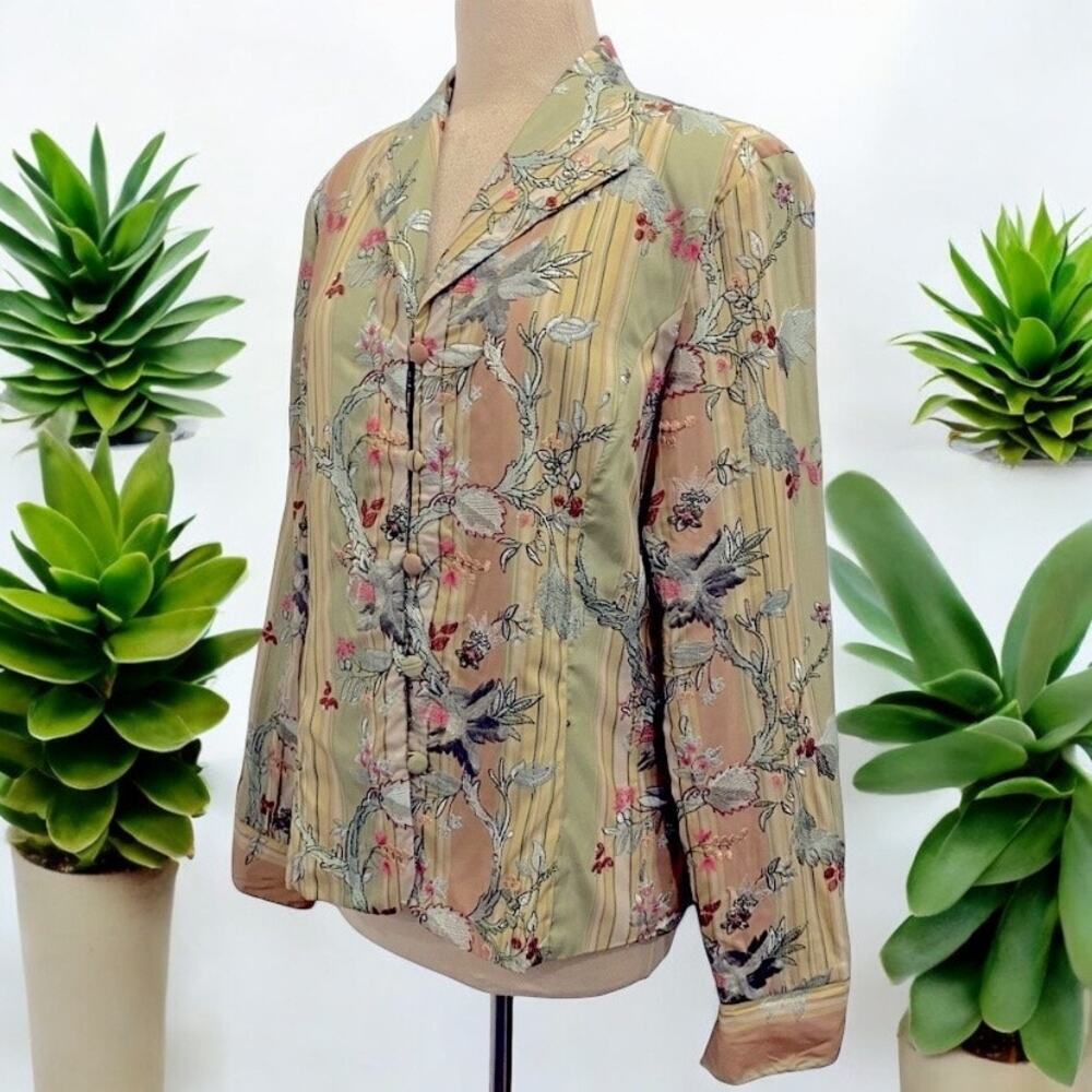 VTG Floral Embroidered Foliage Jacket Boho Cottagecore - Picture 4 of 11